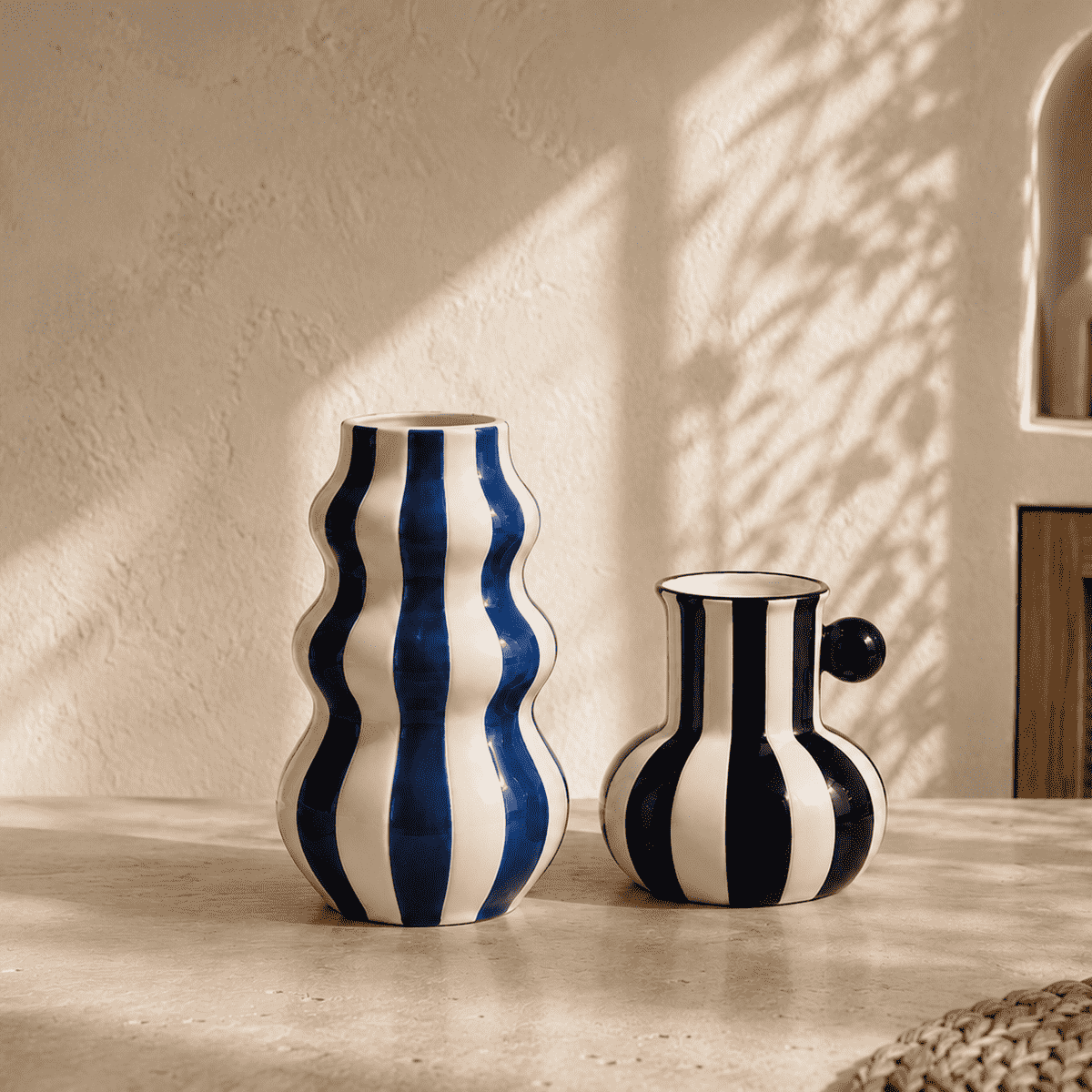 Vase Céramique Rayures Multicolores