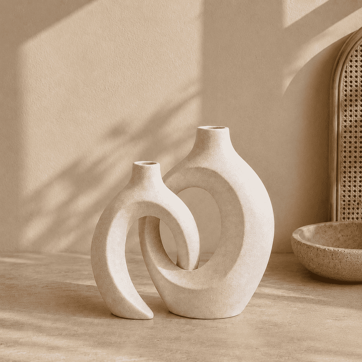 Set Vases Céramique Blanche Épurée