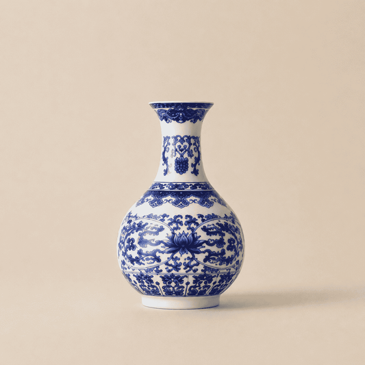 Vase Mural Céramique Bleu et Blanc