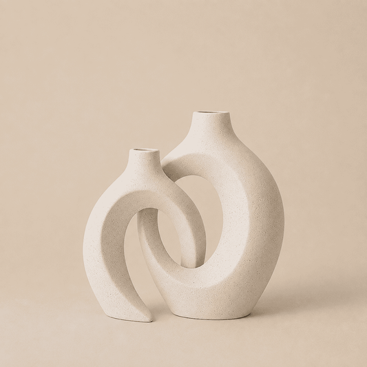 Set Vases Céramique Blanche Épurée