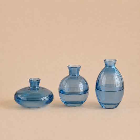 Trio Vases Verre Teinté